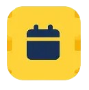 Icon of a calendar with a yellow background and a dark blue calendar symbol in the center.