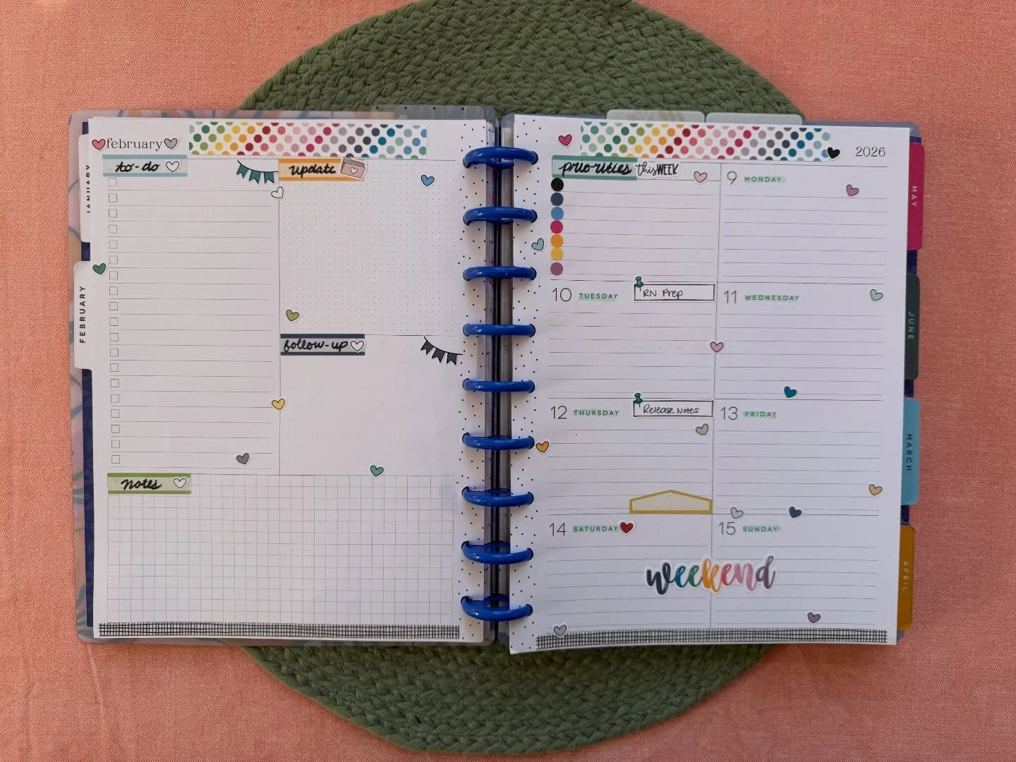 It&rsquo;s work spread Wednesday!!! This week&rsquo;s spread is @planner_kate rainbow stickers again and I&rsquo;m obsessed. All the color makes me so happy and work a little more tolerable ☺️ 

Happy Hump Day to all! 😚 

#pkfan #plannerkatestickers