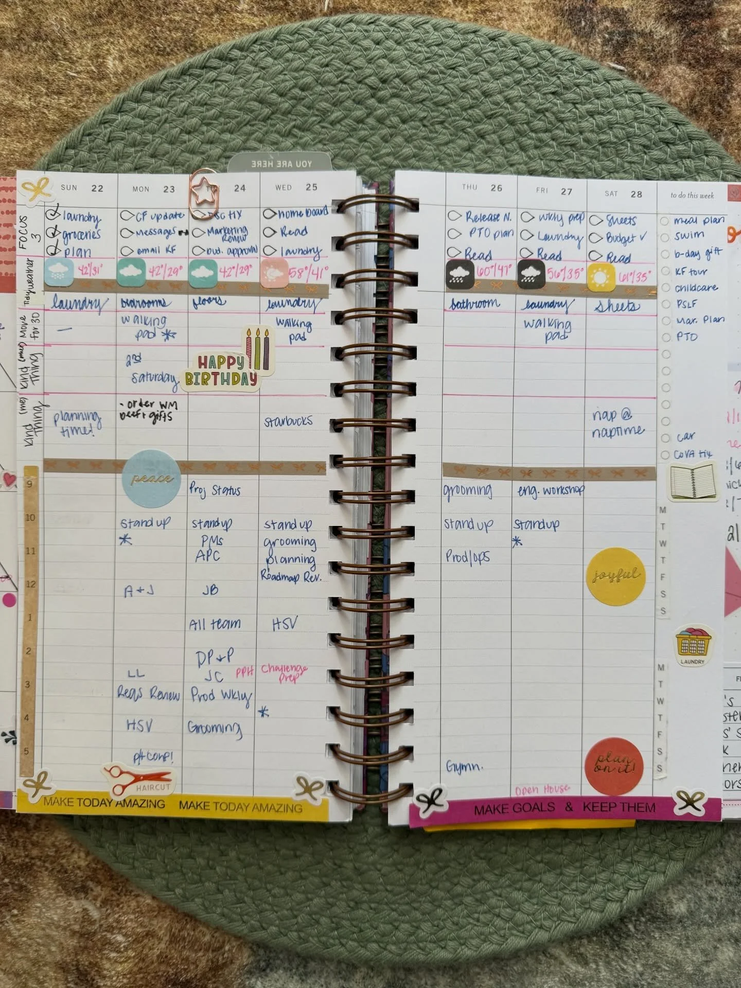 Weekly spread mid-pen! I love this layout so much! I&rsquo;ve really liked adding the habit tracker to the bottom of the &ldquo;this week&rdquo; section, it keeps those two daily tasks front of mind!

#laureldenise #midpen #beforethepen #weeklyplanni