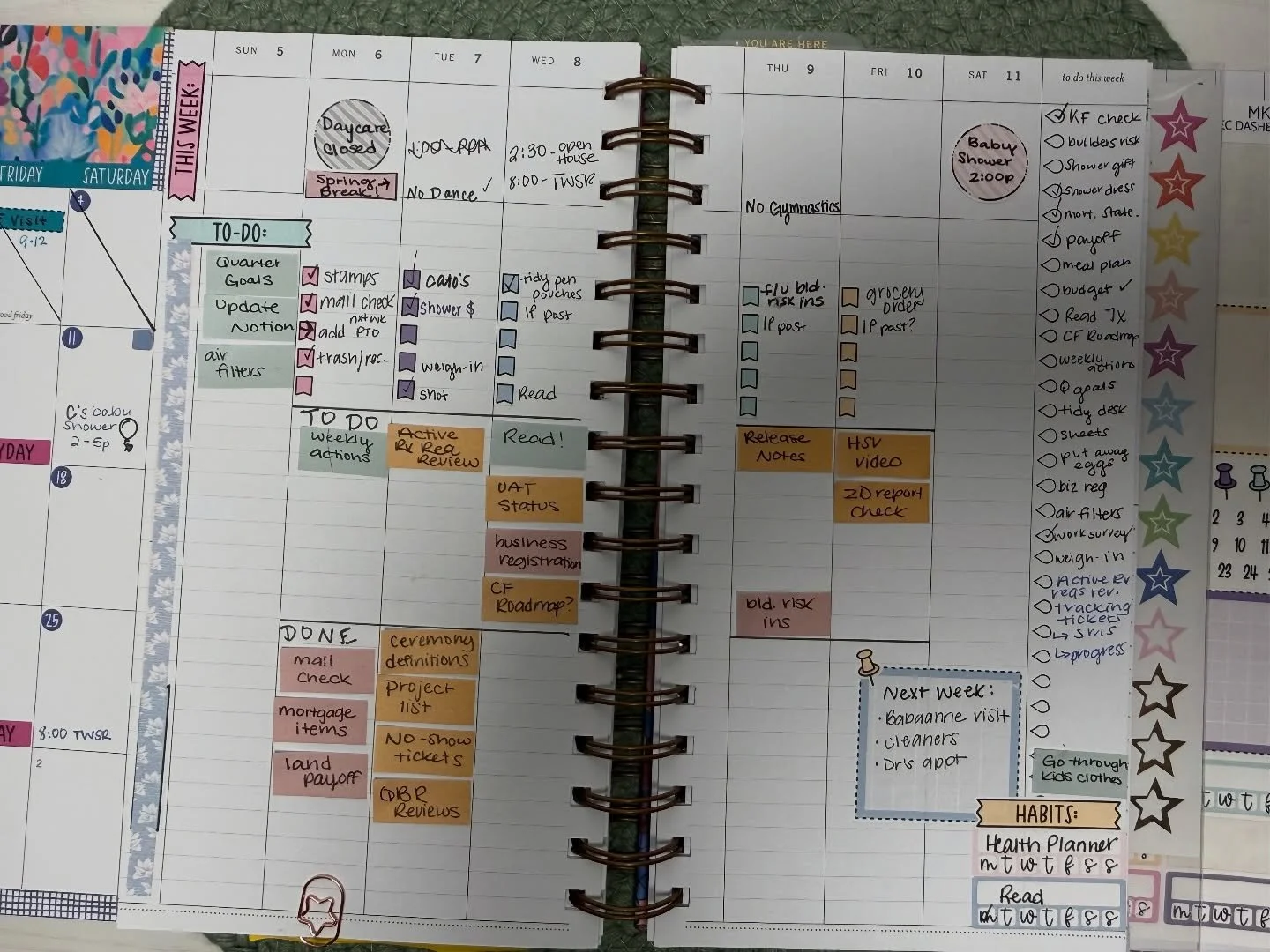 clearly I&rsquo;m in the mood to try new things this week! 😅

sticky notes as a task management system because i just need to see the things move. done pile on the left, active pile in the middle, and a next week box so future me isn&rsquo;t blindsi