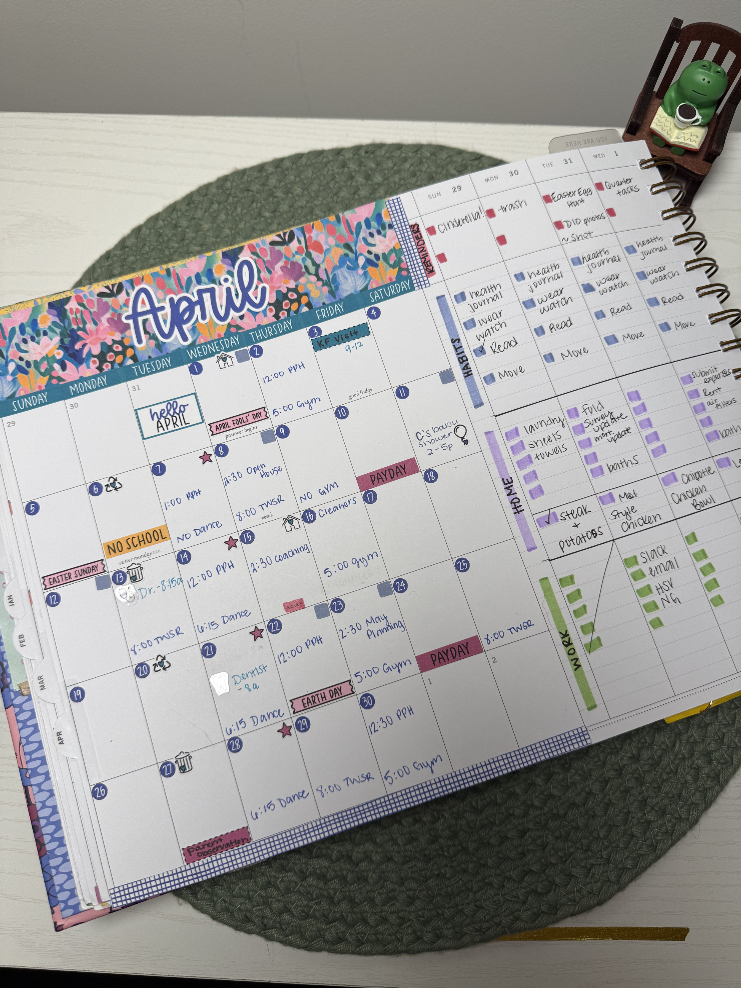 Laurel Denise Anne large planner monthly view with planner kate stickers