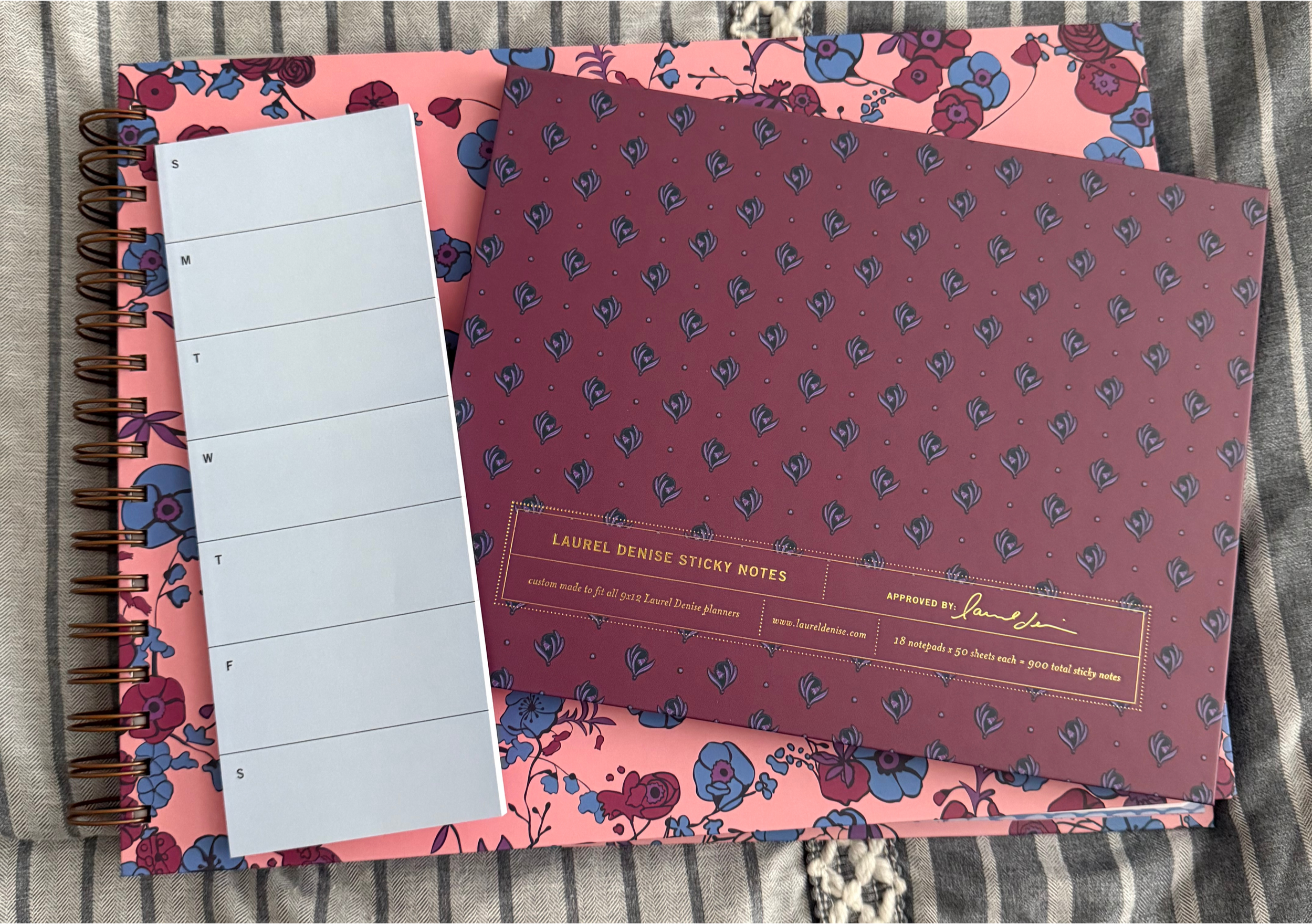 Laurel Denise Anne large planner in floral pink, red, and blue - vertical planner review