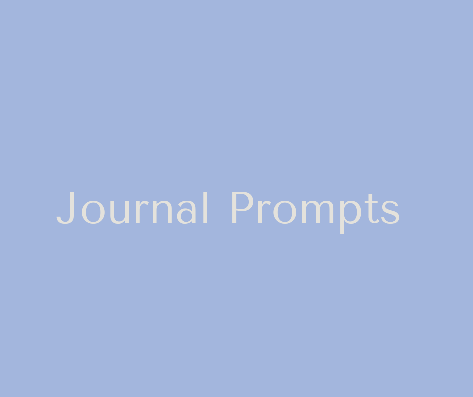 A blue cover page with the words 'Journal Prompts' in large, light-colored text in the center.