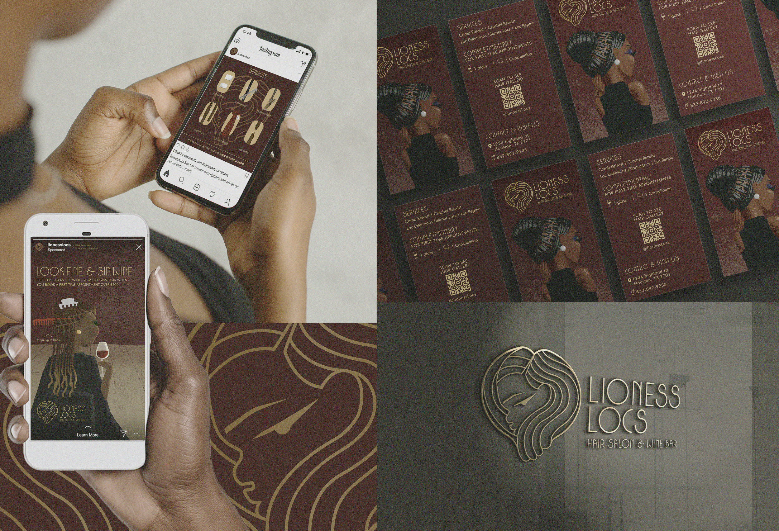Lioness Locs Salon & Wine Bar Brand Identity