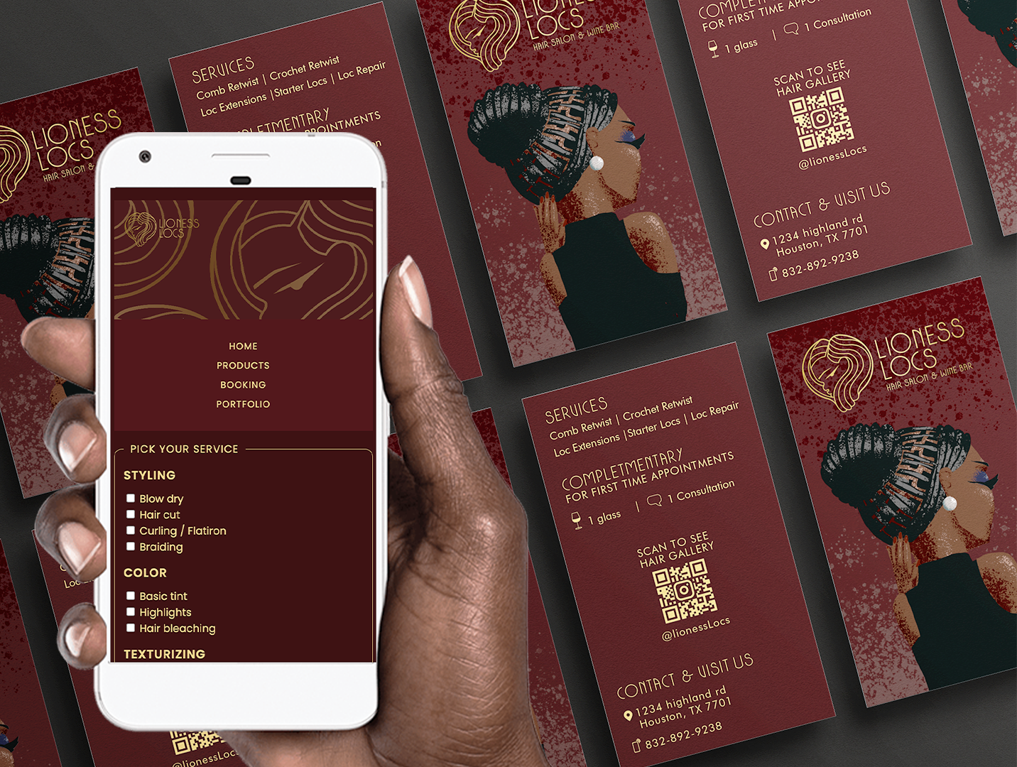Lioness Locs Salon & Wine Bar Brand Identity