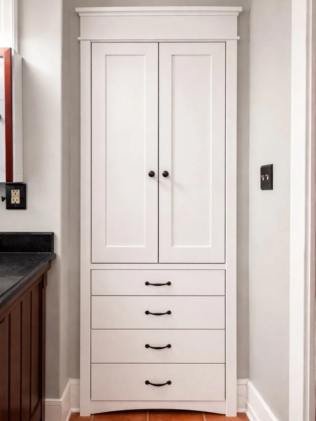 Converted this alcove into a built-in style linen cabinet to make better use of the space
