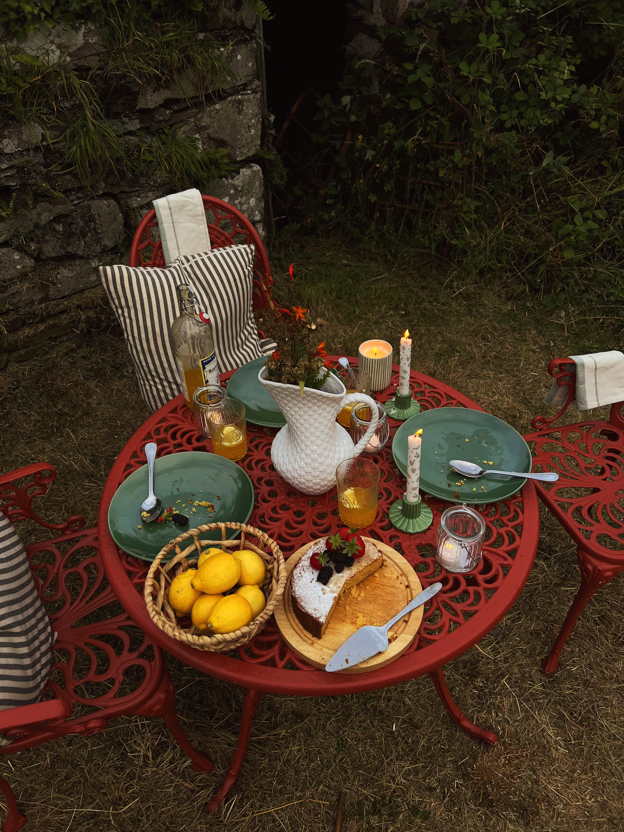 A slow, seasonal refresh of a weather-worn French-style bistro set—reimagined using Farrow & Ball’s heritage tones to reflect the surrounding countryside.