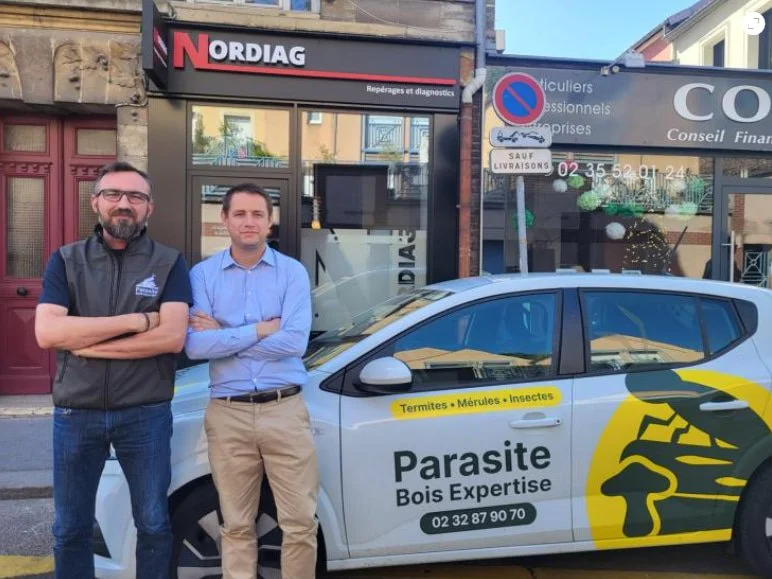 Sebastion Vieuxbled et Jonathan Maubon, experts Parasite Bois Expertise