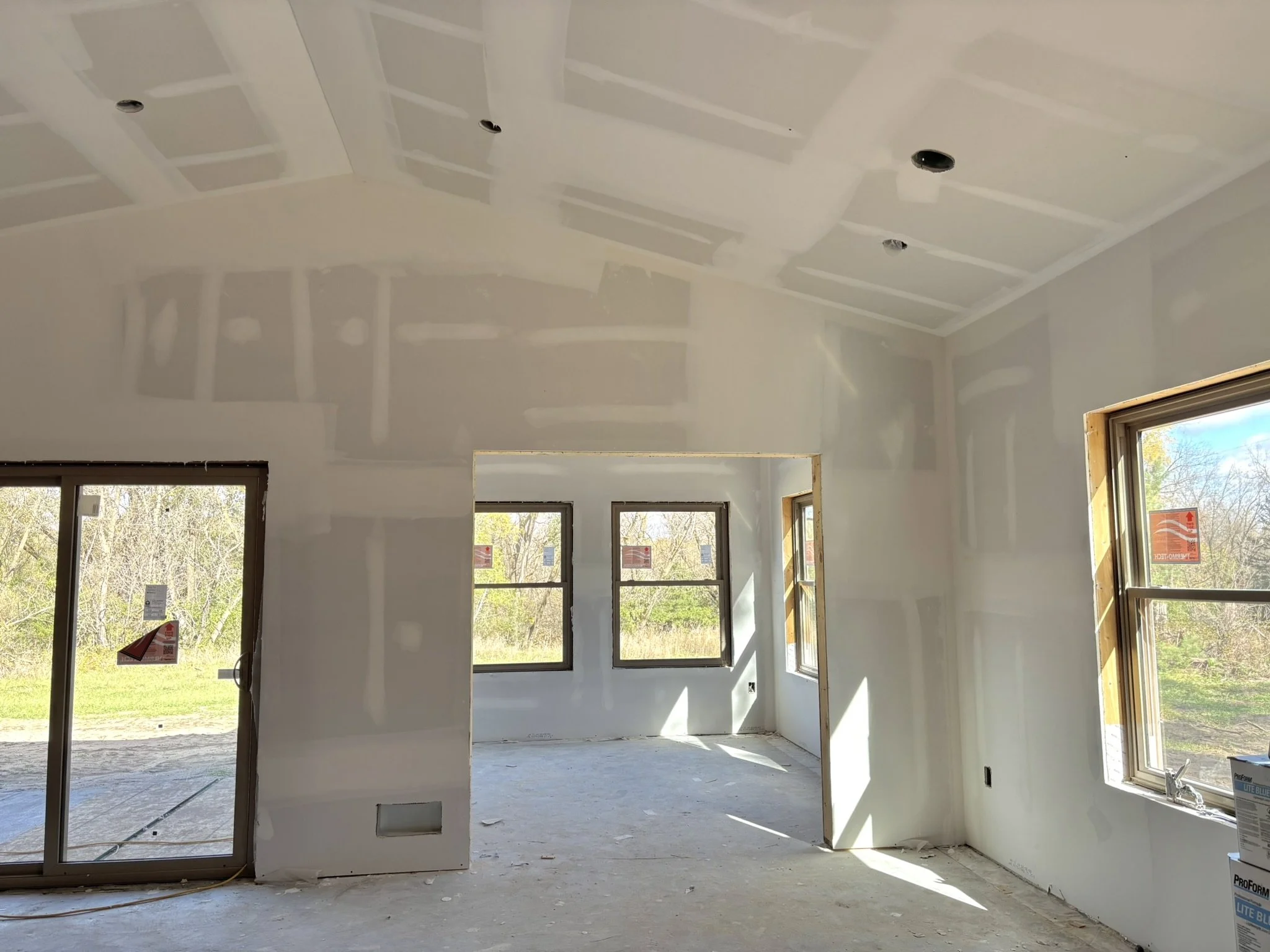 POLY AND TAPE POPCORN CEILING REMOVAL Prep work done and ready to remove current texture St. Cloud MN drywall expert Mike McKay