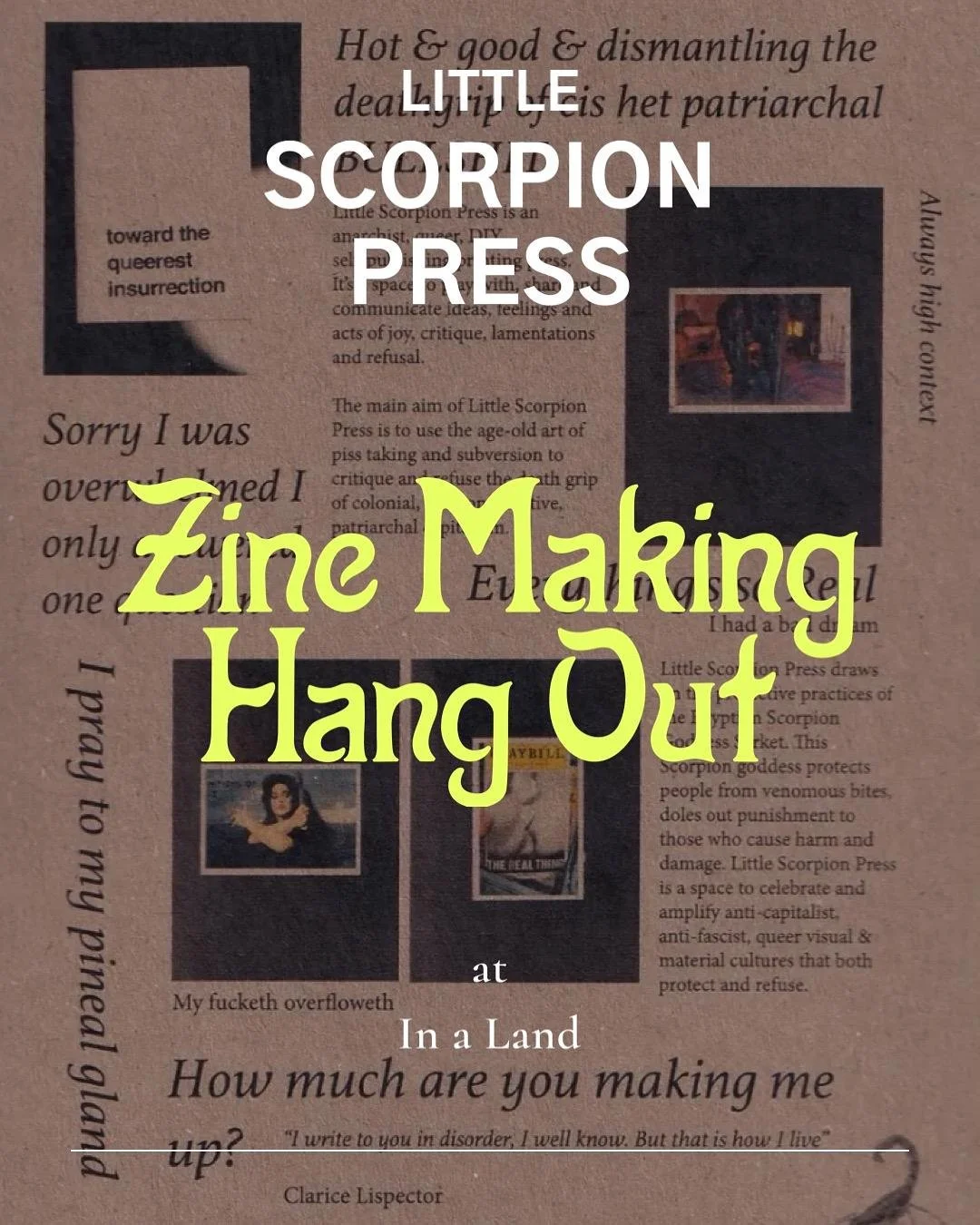 Little Scorpion Press @ In A Land Zine Making Hang Outs