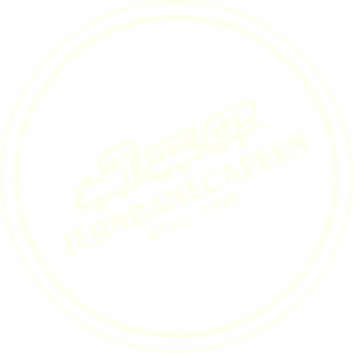 Logo for Jernbanecafeen med et ikon af et lokomotiv.