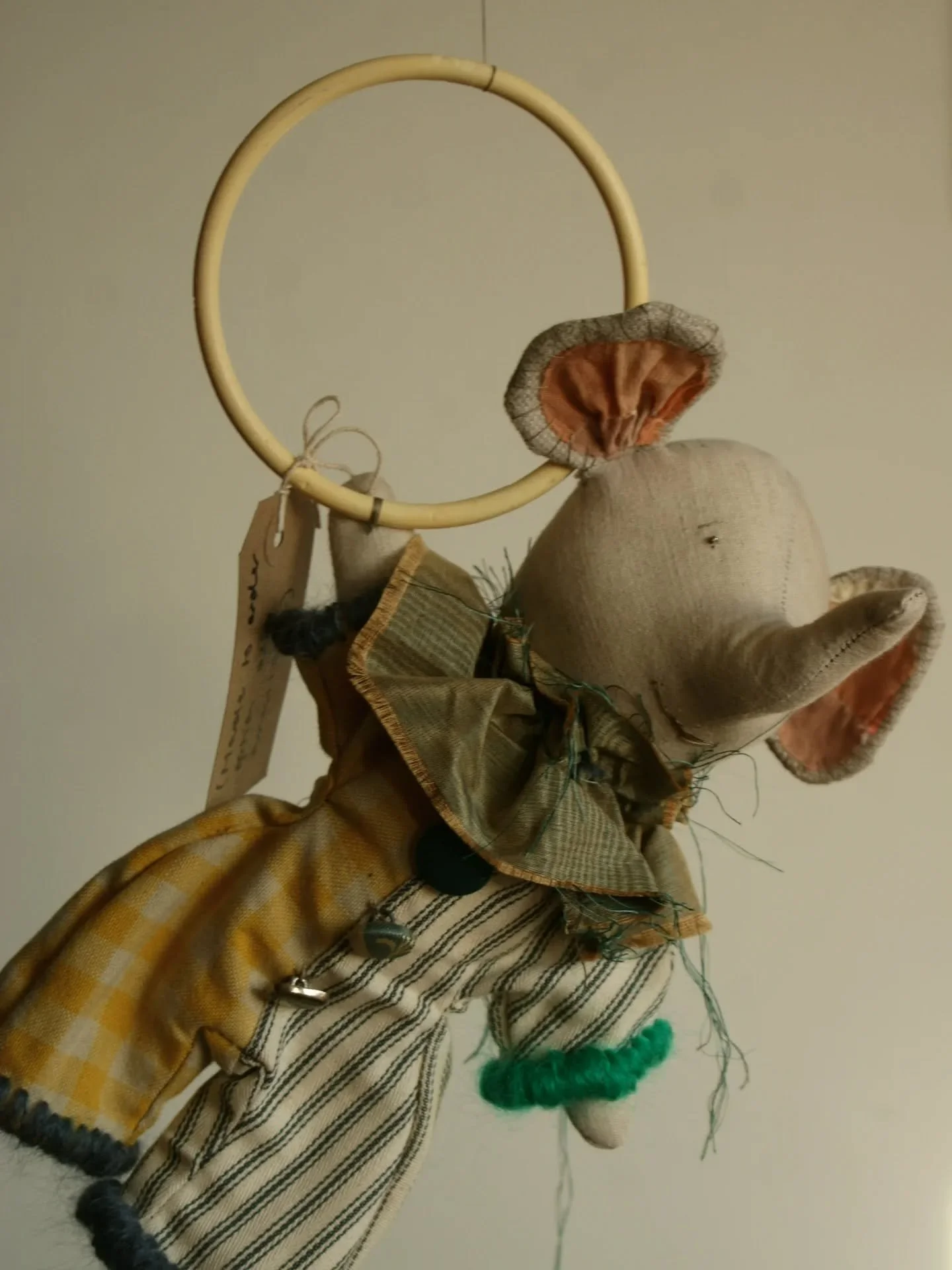 Sweet circus Elephant 🎪 🐘 

She's an #artdoll so not to be played with, but such a gorgeous addition to a nursery or child's bedroom 

Ready to hang, and available via my website (link in bio)

Hand stitched and made entirely from fabric scraps, so