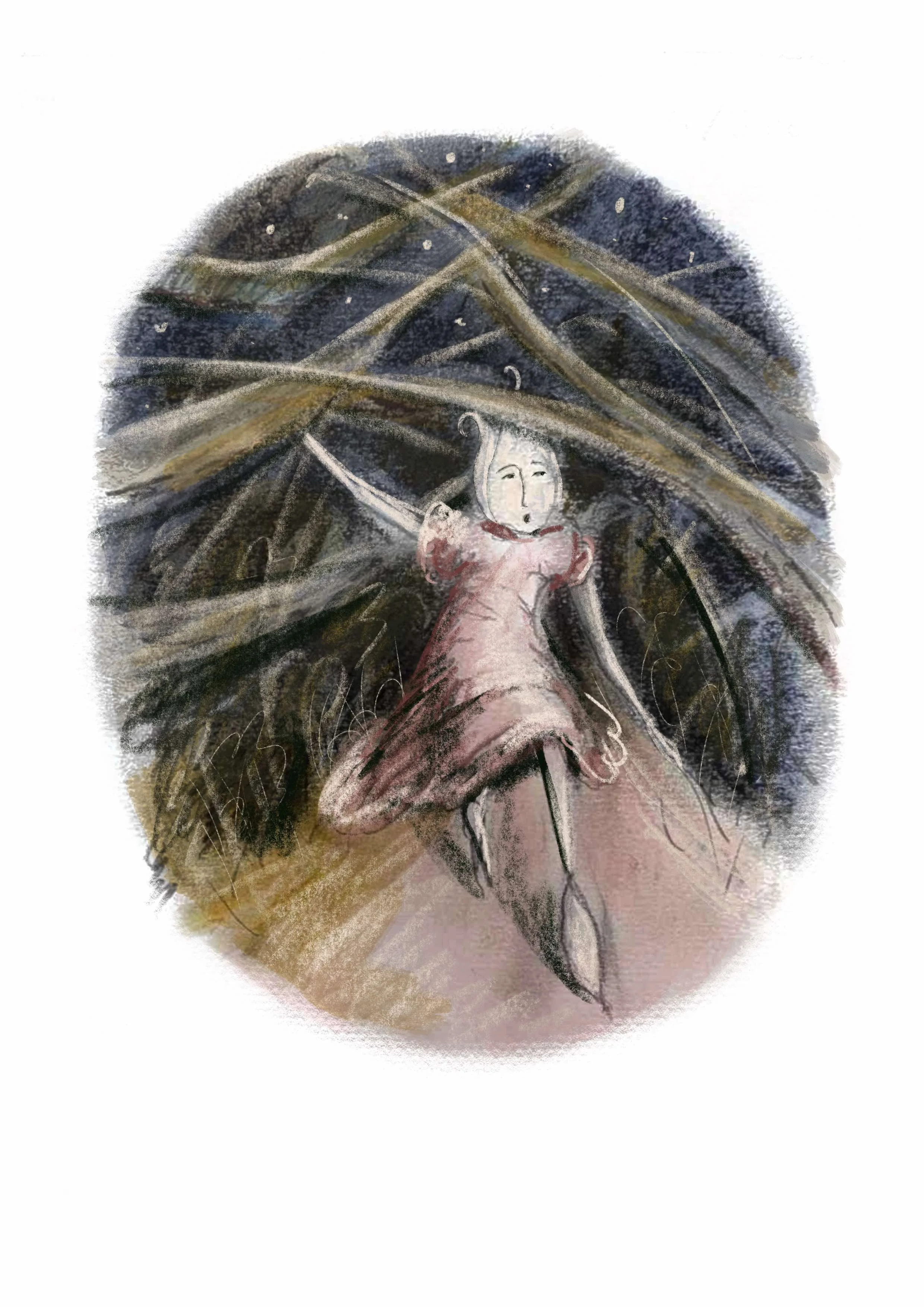 'Depth & Bone'
'The Lady walks for miles into the depths of the woods, crouching and climbing her way through a path that had long been forgotten. Her bones ached and she felt a little afraid, but every so often she would catch a glimpse of the figur