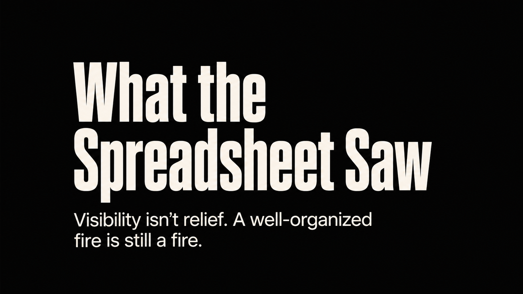 What the Spreadsheet Saw