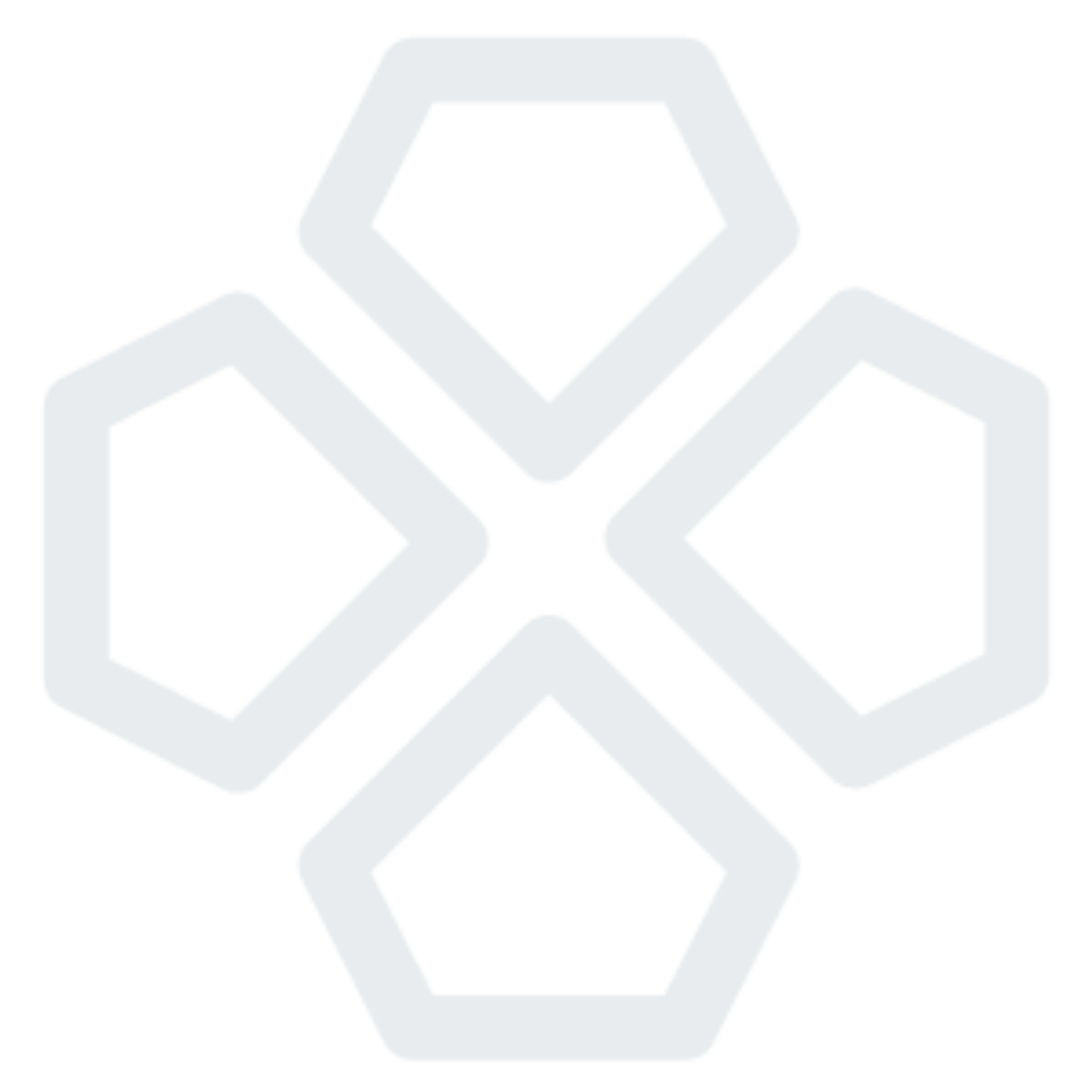 A graphic design of four interlocking hexagons with a smaller hexagon inside each, arranged in a symmetrical pattern.