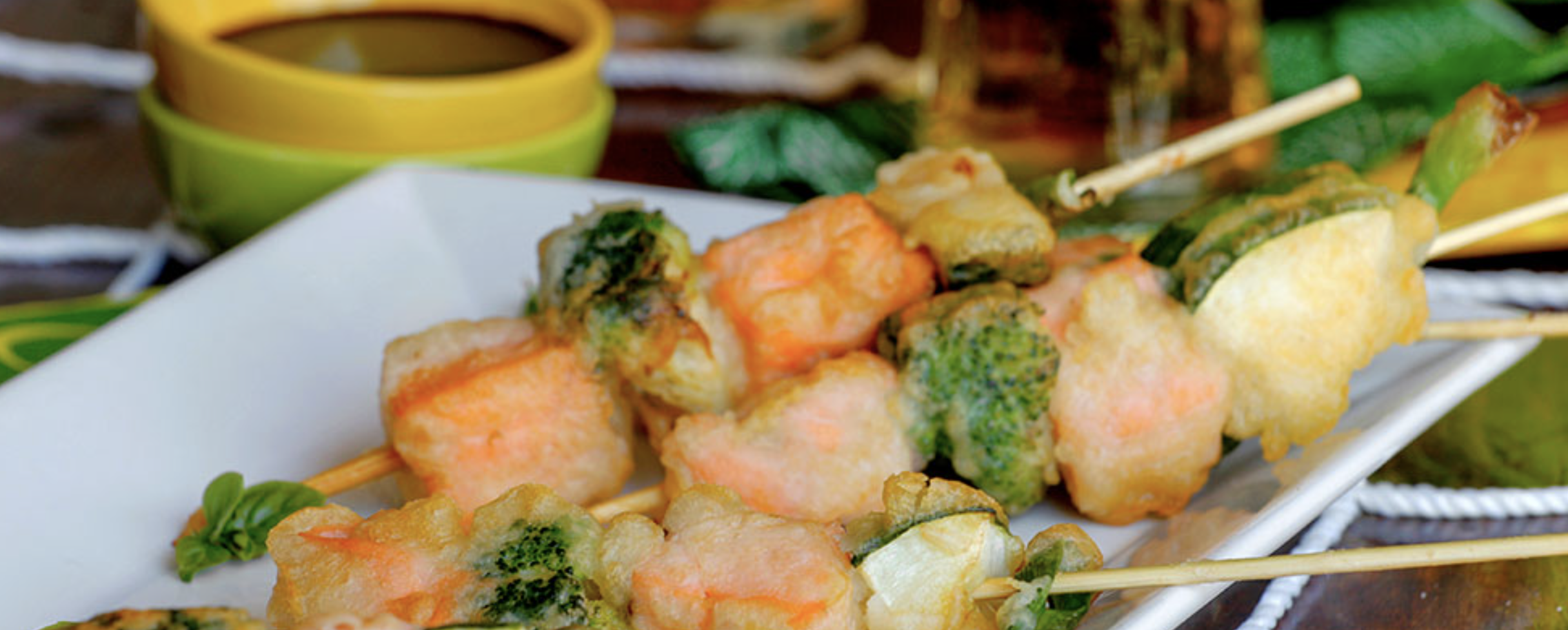 Tempura de Salmón de Chile e vegetais