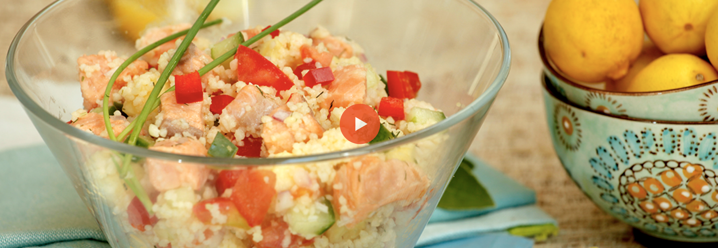 Salada Fresca de Salmón de Chile com cuscuz