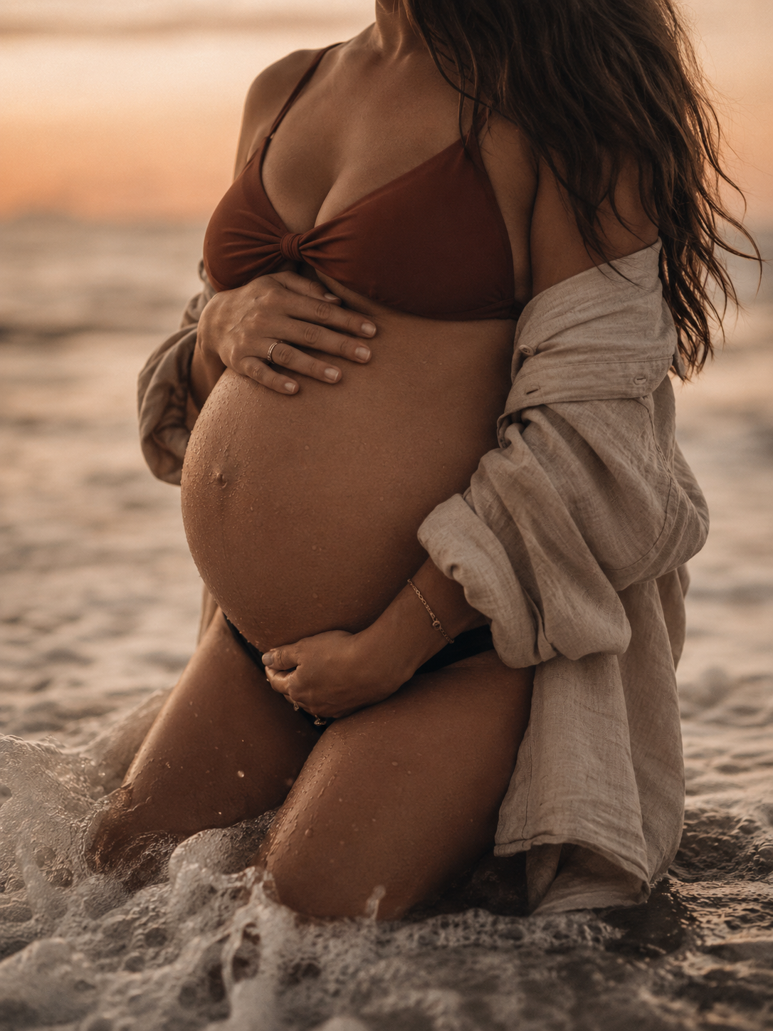 Pregnant woman in sea