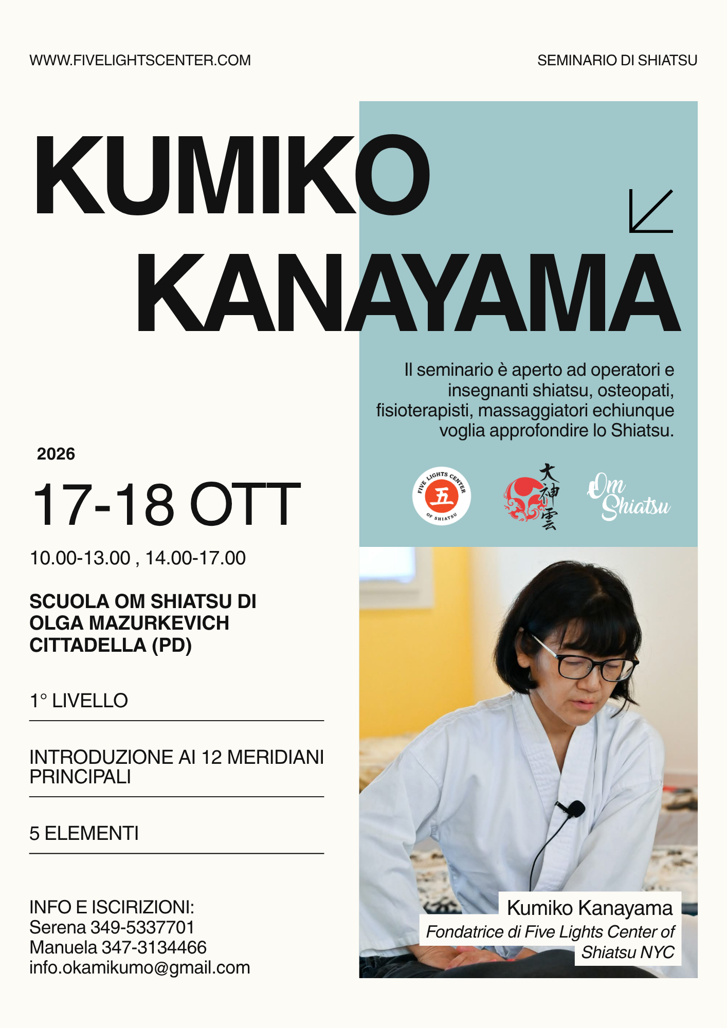 Seminario Shiatsu con Kumiko Kanayama