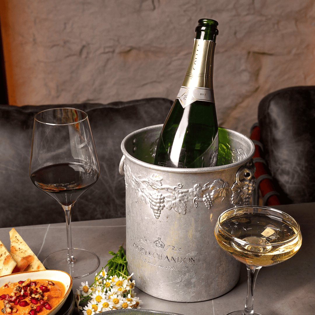 azara champagne and wine glasses