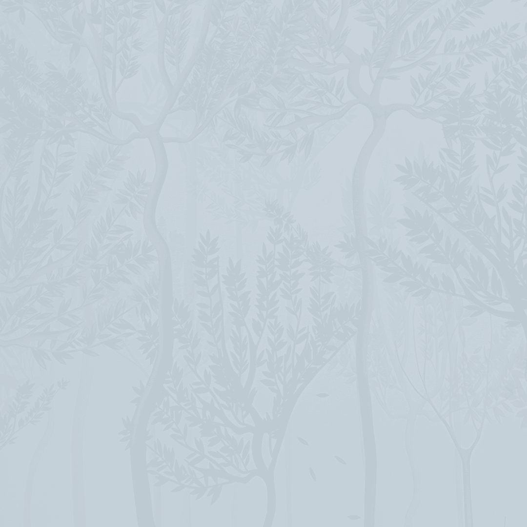 The image is blurred and shows a pattern of tree branches and leaves with a light blue background.