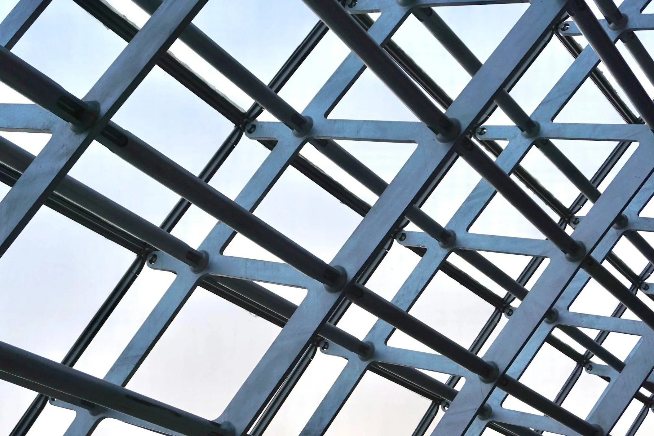 A black structure of a building