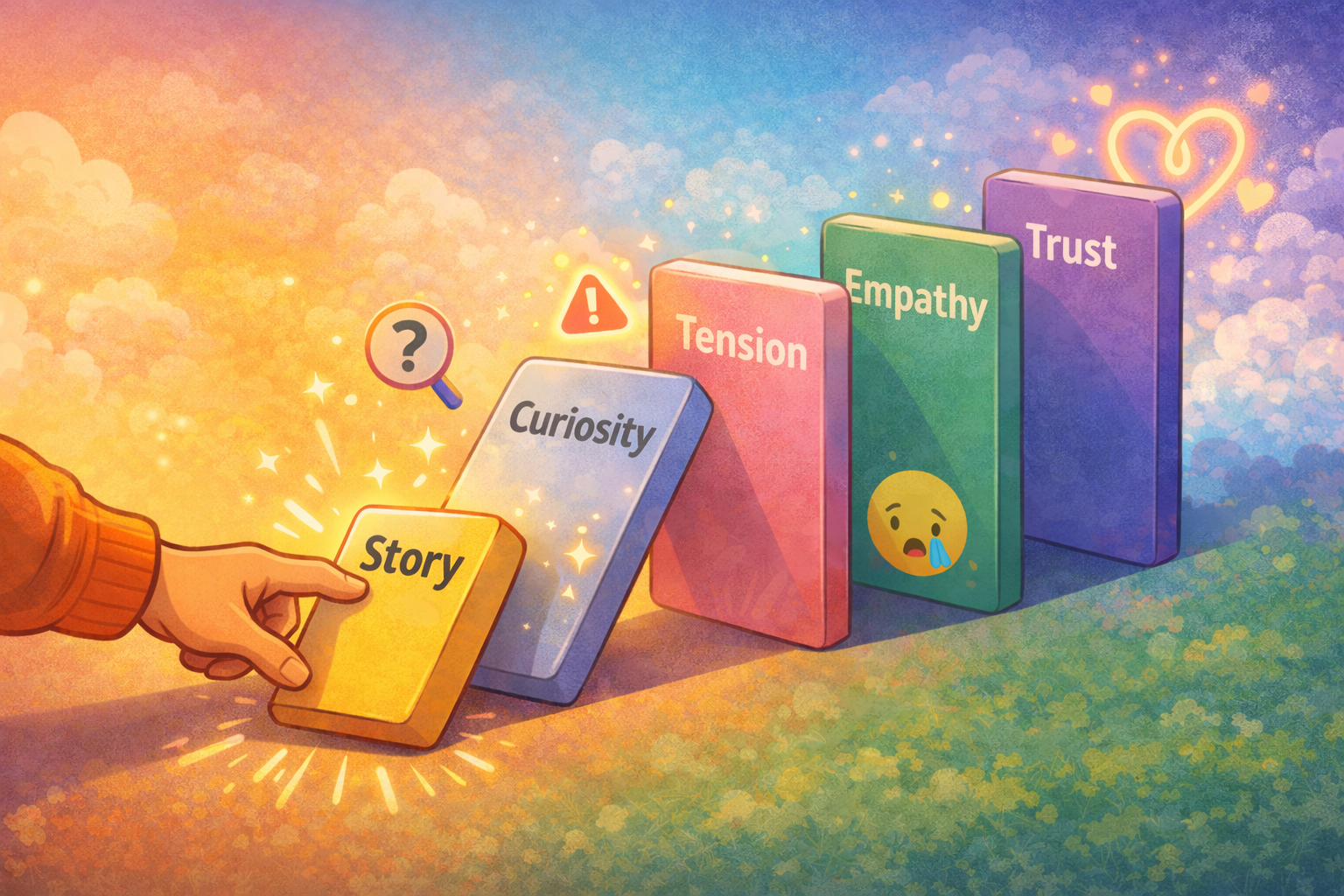 how micro storytelling creates a chain of emotions from curiosity to trust in marketing