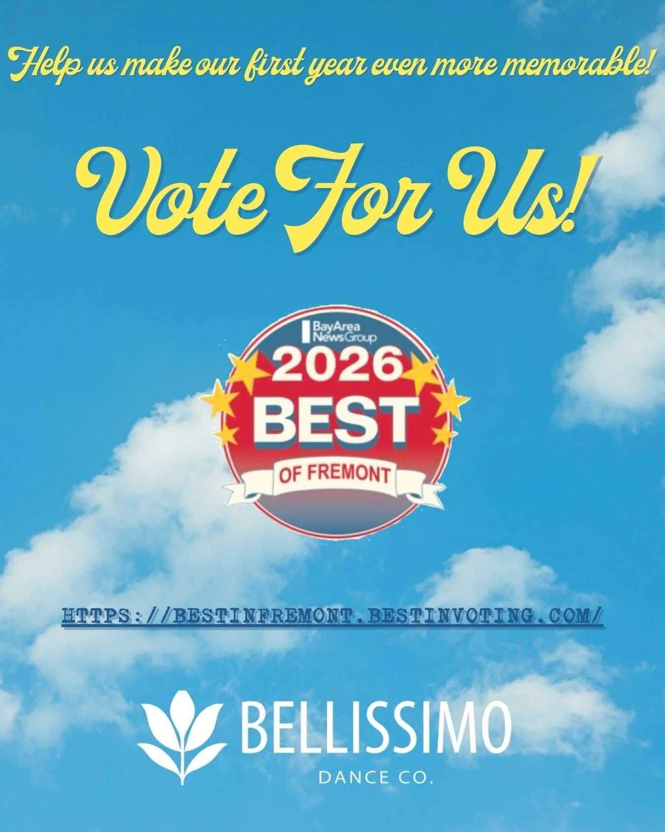 HELP US MAKE OUR FIRST YEAR EVEN MORE MEMORABLE! 

Vote For Us as the Best Dance Studio in Fremont. You don&rsquo;t need to be a Fremont resident to vote. 😎

Let&rsquo;s make this a year we&rsquo;ll never forget. 

Link in bio: https://bestinfremont