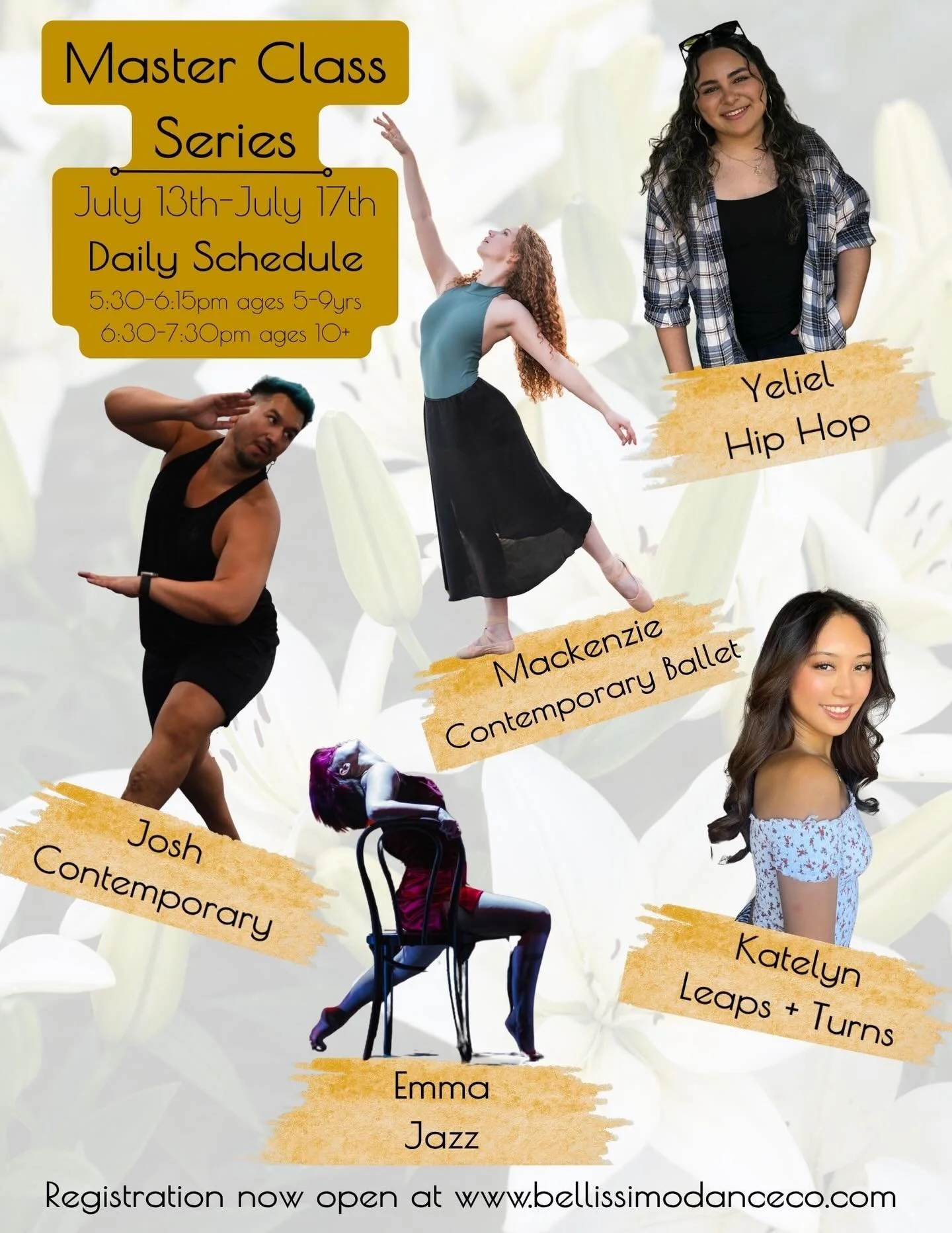 Our second week of our Summer Master Class Series is now live! 

7/13 Hip Hop w/ @yuhlileee 
7/14 Contemporary w/ @joshhhjimenez 
7/15 Leaps + Turns w/ @katelynkchun 
7/16 Contemporary Ballet w/ @mack__welch 
7/17 Jazz w/ @emma._.5.6.7.8 

☀️We can&r