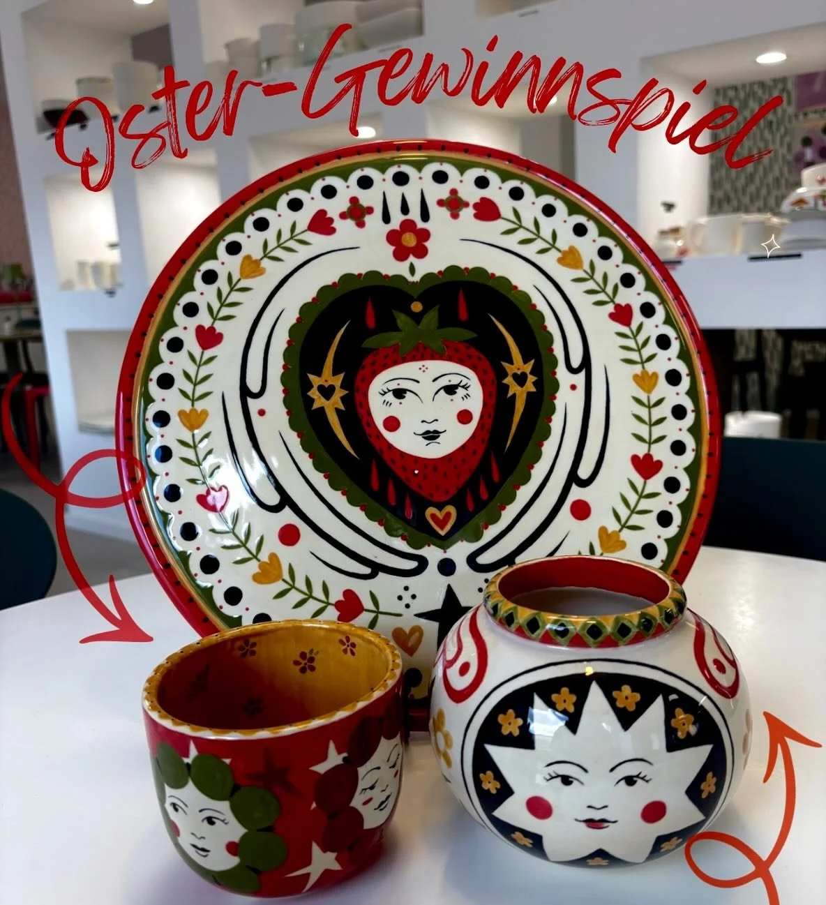 🐣✨ Oster-Gewinnspiel ✨🐣🌸

Wir freuen uns, gemeinsam mit @heidaritattoo ein ganz besonderes Gewinnspiel ank&uuml;ndigen zu d&uuml;rfen! Zu gewinnen gibt es 3 wundersch&ouml;ne, handbemalte Keramiken &ndash; liebevoll von ihr gestaltet und perfekt a