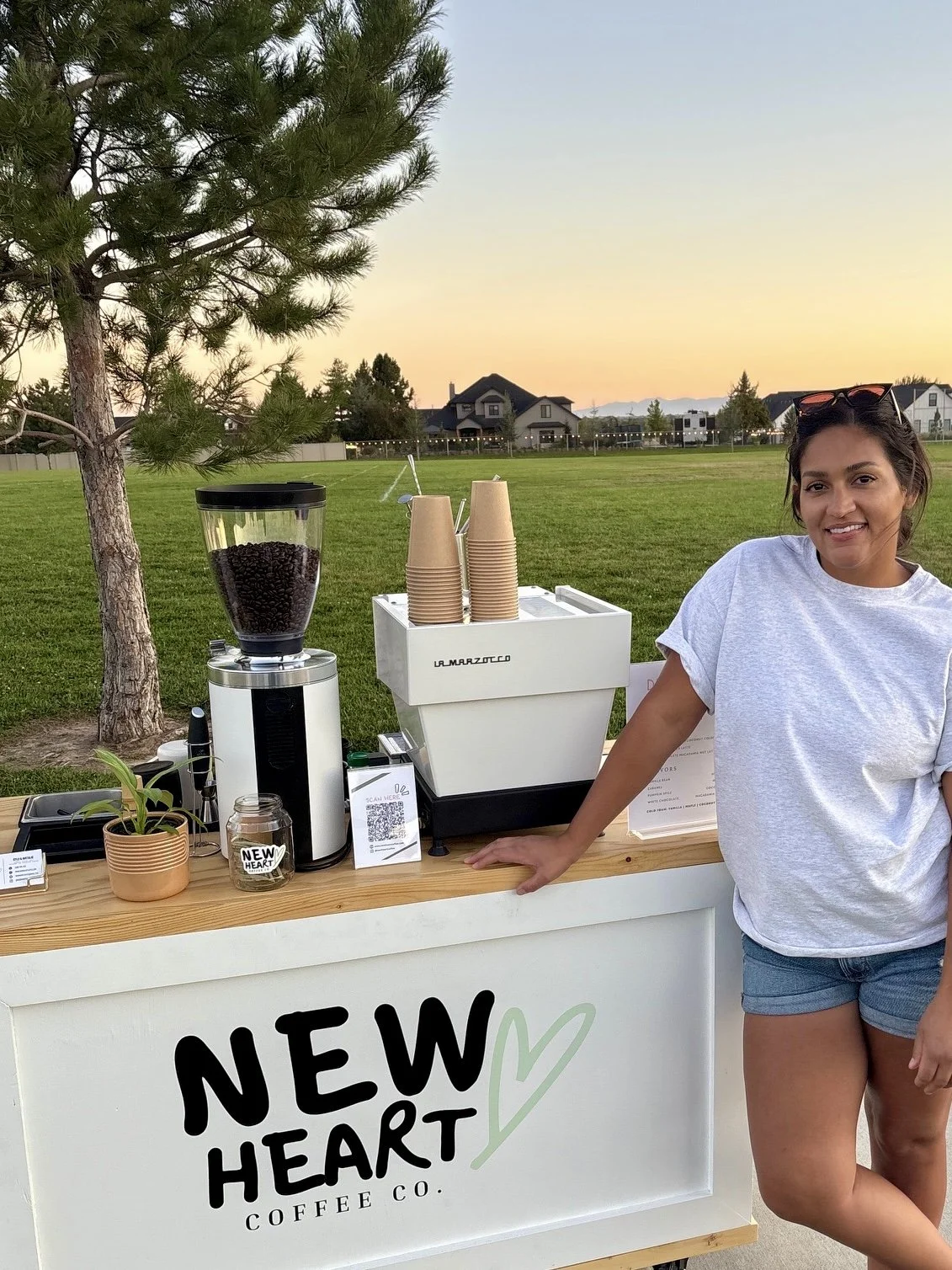 Natalie with New Heart coffee cart in Boise Idaho