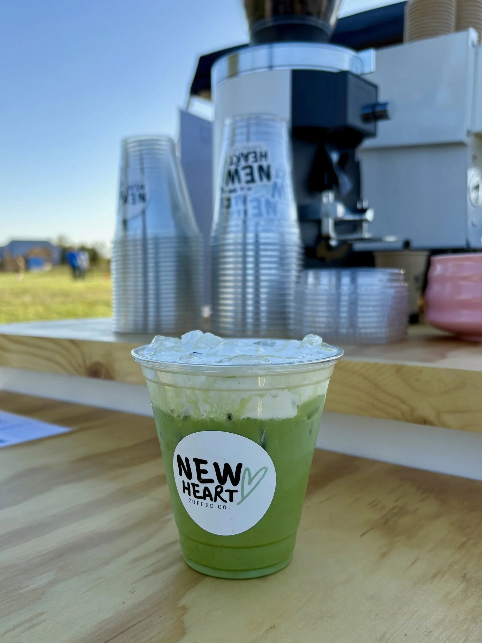 Outdoor espresso bar in Boise Idaho serving iced Matcha