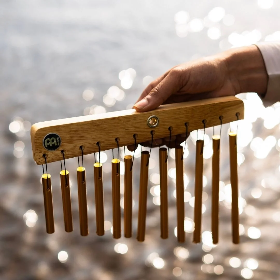 Close-up of chimes used in sound bath meditation and holistic healing session in Manchester Egnland by Sirius Sounds 