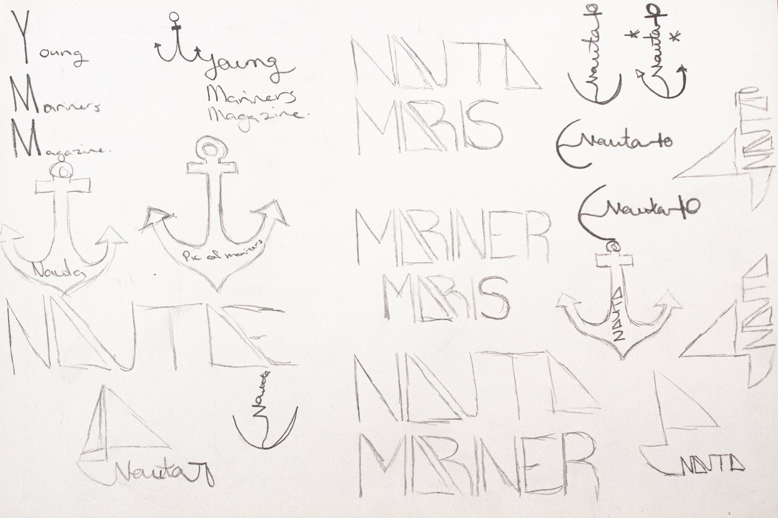 The logo thumbnails were continued onto a second page, and I experimented with compositions and different name combinations.