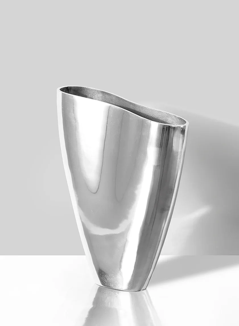 Silver Asymmetrical Vase.