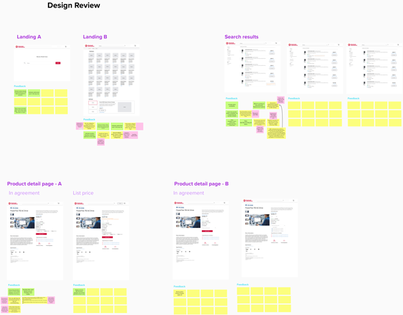 Lo-fi wireframe screen design review