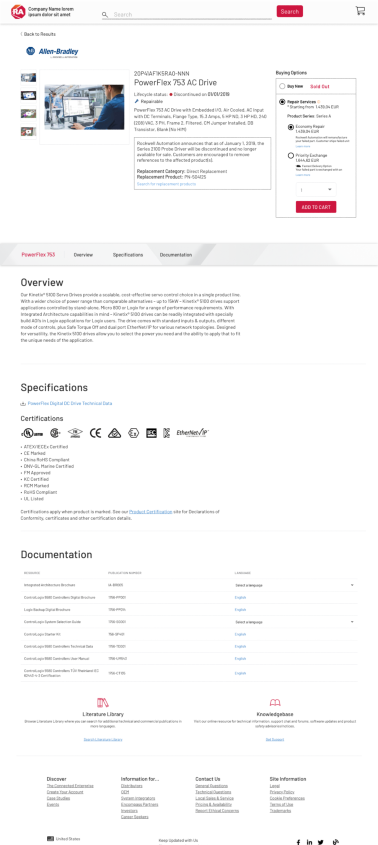 Product details page