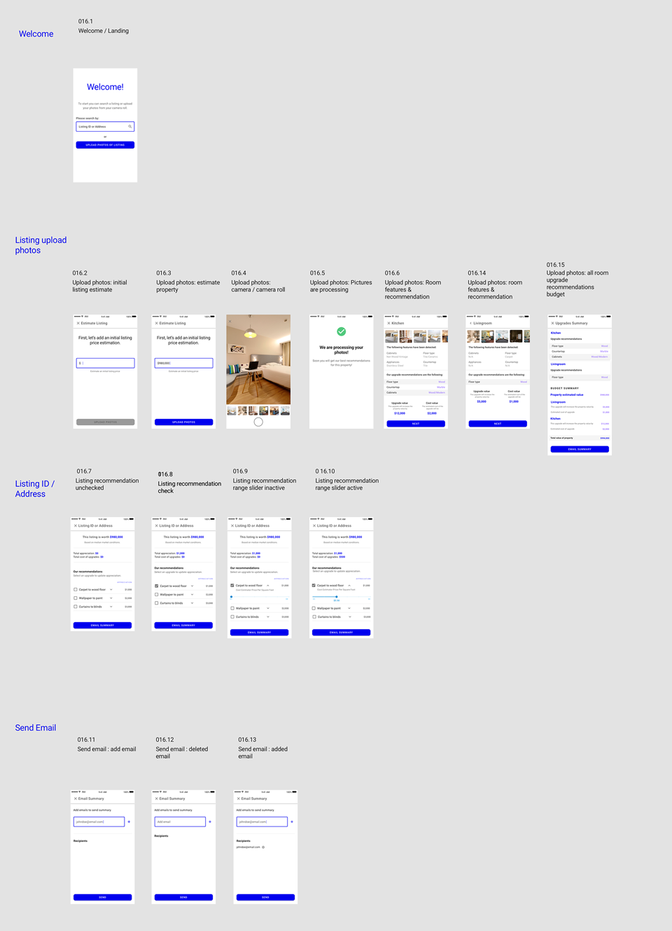 Lo-fi wireframes for proof of concept