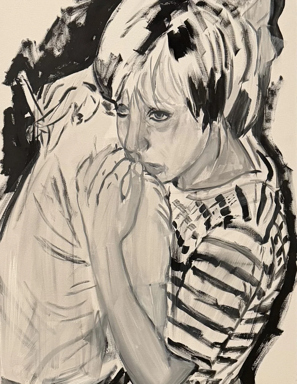 Please Let Me Get What I Want, black and white acrylic painting