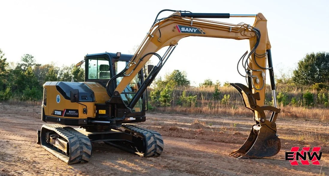 SANY SY80U Excavator Bundle - Coupler, Thumb, 2 Buckets
Built tough with reinforced boom, arm, swing platform and undercarriage, the SY80U boasts an efficient and reliable YANMAR T4F engine. Featuring joystick controls and a bi-directional auxilia