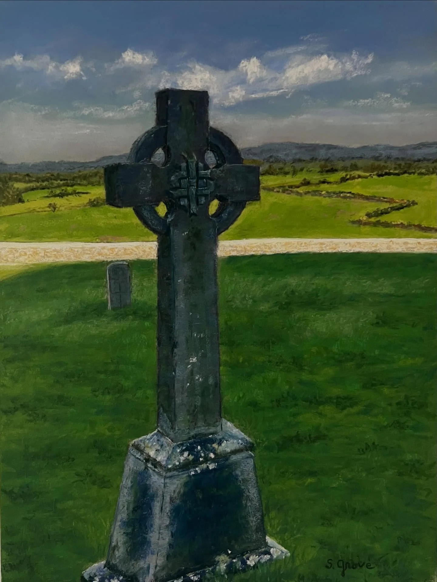 &ldquo;Elements of Eternity&rdquo; the next piece in my painting journey through Ireland- I&rsquo;ve always been intrigued with the Celtic cross and its history. The cross and circle symbolizes the four cardinal directions, the earth&rsquo;s elements