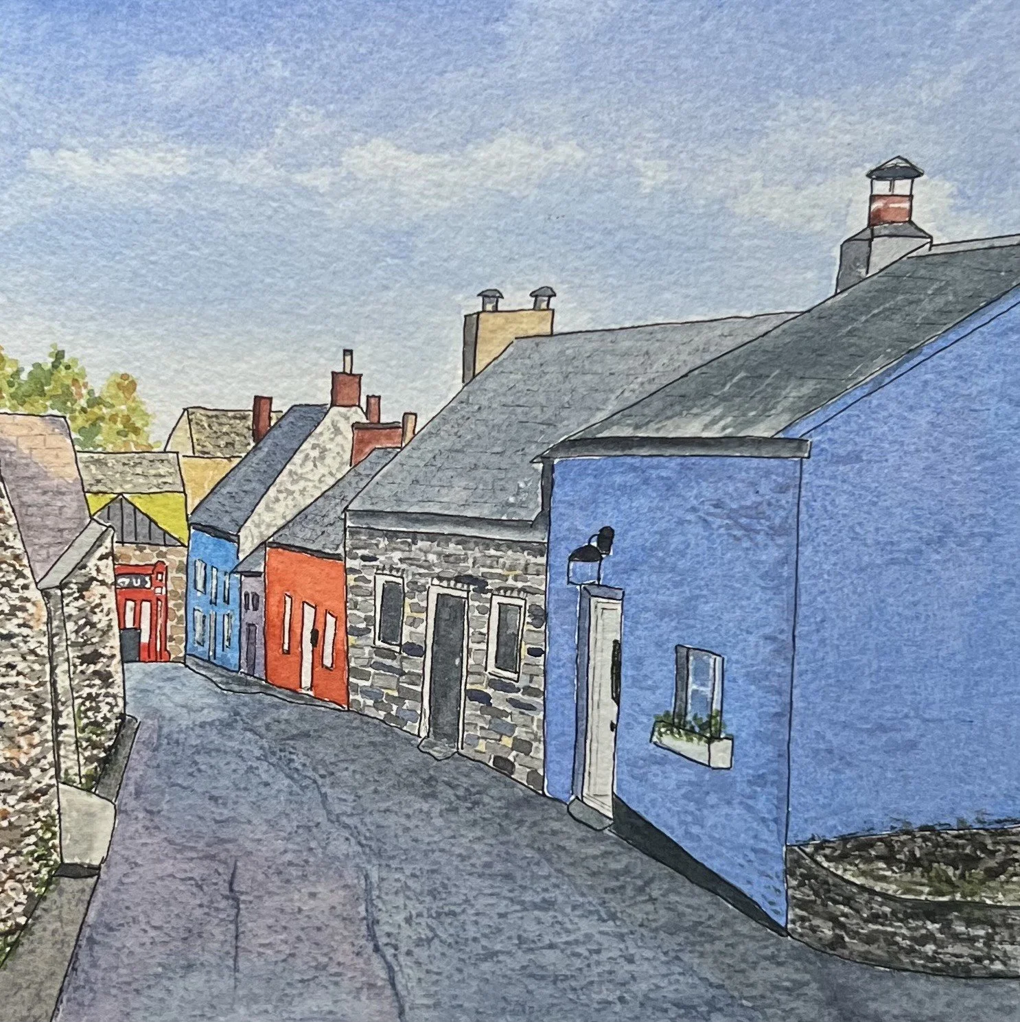 Kinsale
Watercolor, 9x9 Framed 
[$150]