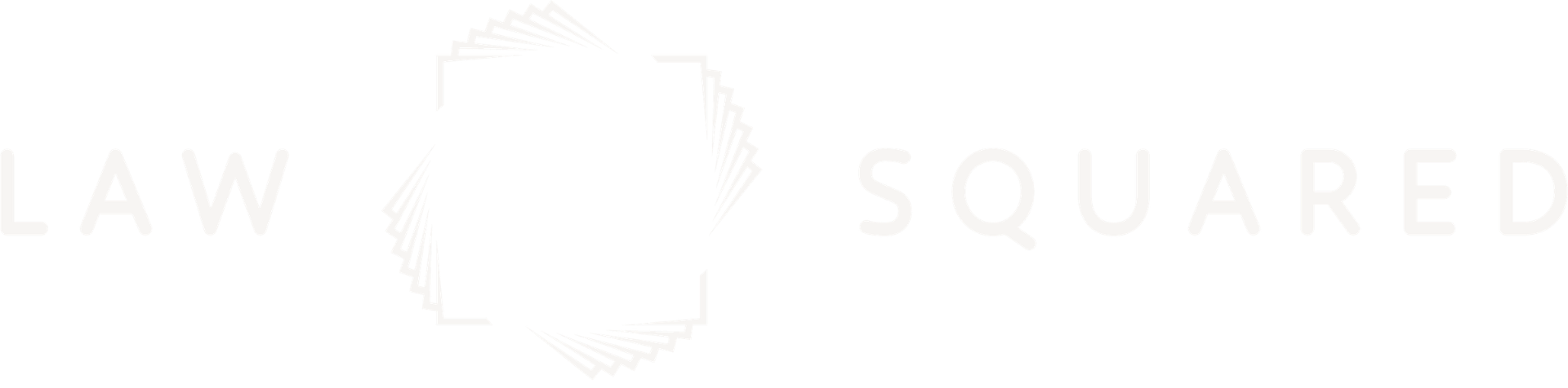 A logo with the words 'LAW SQUARED' and a geometric design in black and white.