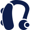 A blue over-ear headset with a microphone attached.