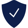 A shield with a checkmark, symbolizing security or protection.