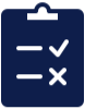 Icon of a clipboard with checkmarks and X marks.