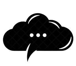 Cloud with a speech bubble and ellipsis indicating a weather or communication theme