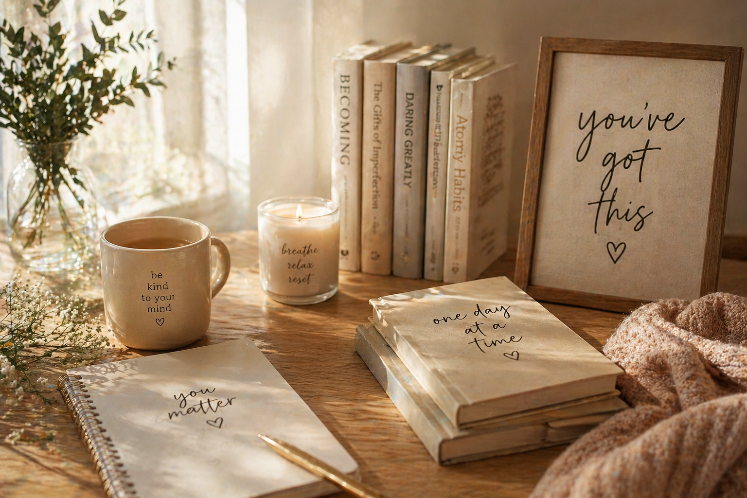 Cozy reading workspace with books, notebook, and coffee – inviting readers to join the newsletter and stay connected