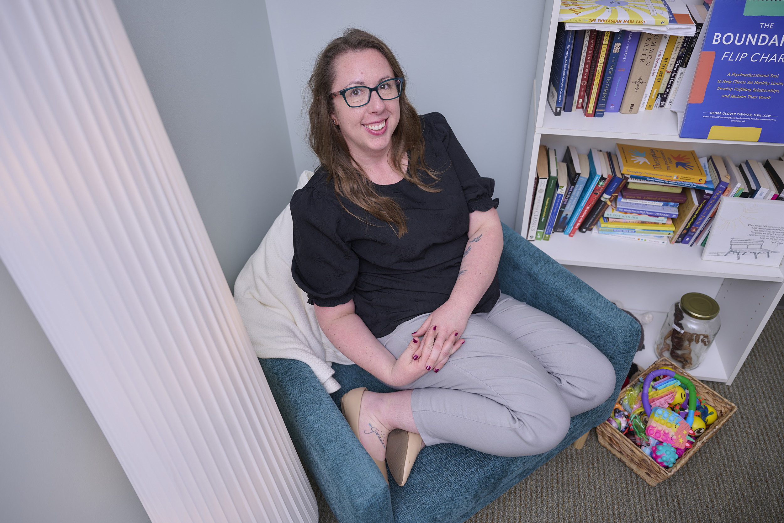 Claire Chadwick, LPC, MDiv, MA, founder of Creating Joy Therapy