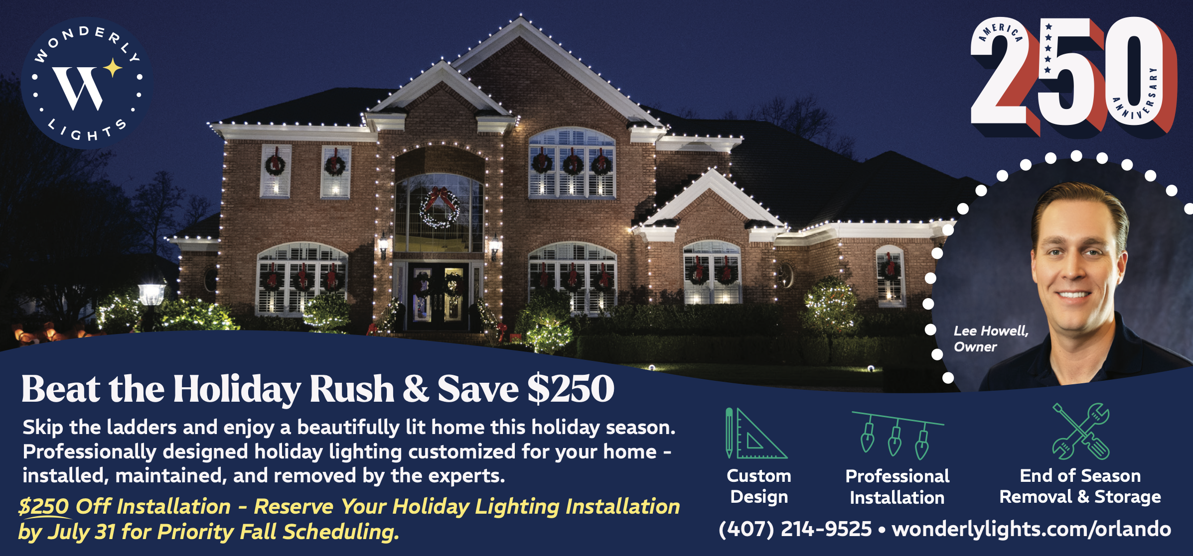 3rd page ad size to support Christmas in July, and the 250th anniversary of the U.S.